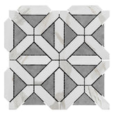 Calacatta Gold Italian Marble with Bardiglio Gray Triangles Geometrica Mosaic Tile Honed(Matte)
